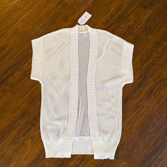 Time and Tru Sweaters - NWT Time and Tru White Women's Crochet Layering Duster Size L-XL
